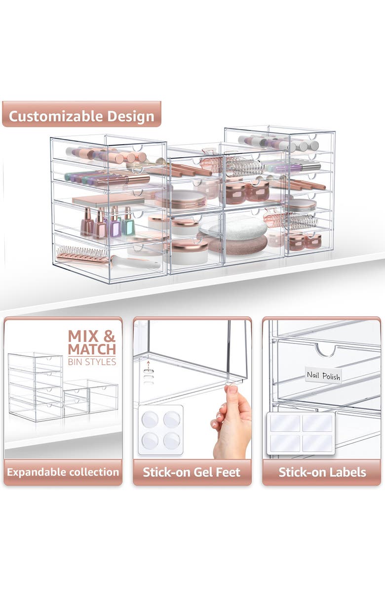 SORBUS 4-Pack 18-Drawer Storage Organizers, Alternate, color, Clear