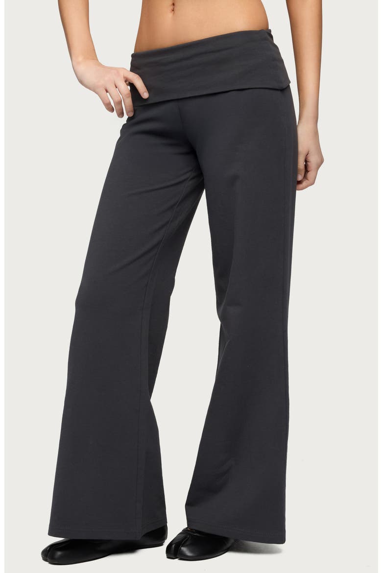 Wide Leg Foldover Pants, Alternate, color, DARK-GRAY