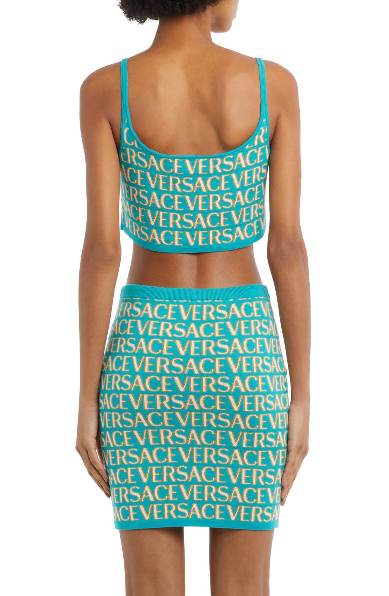 Versace Medusa Medallion Logo Jacquard Crop Sweater Tank, Alternate, color, 