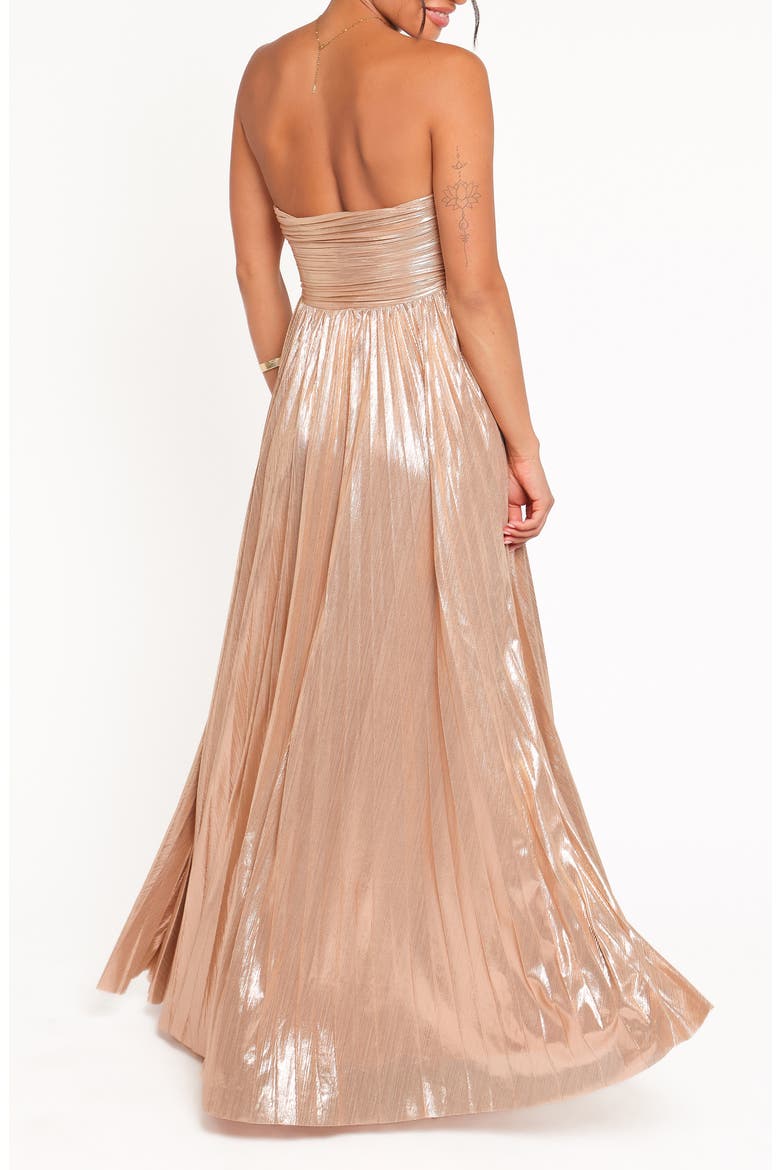 Faye Strapless Metallic Gown, Alternate, color, GOLD
