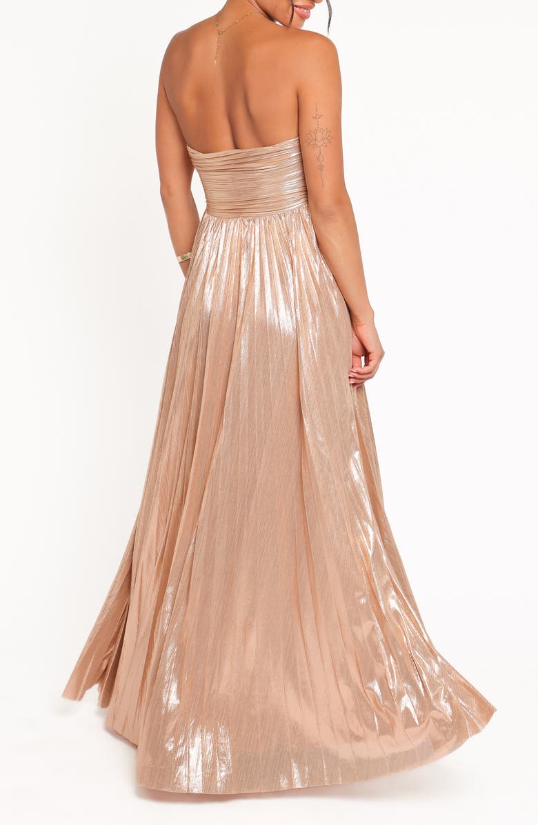 Petal & Pup Faye Strapless Metallic Gown, Alternate, color, Gold