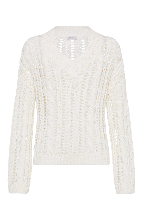 Shop Brunello Cucinelli Cable & Mesh Sweater In Panama