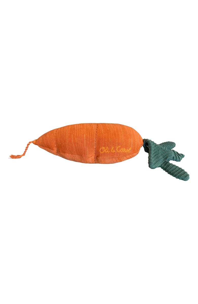 Lorena Canals Cathy the Carrot Knit Accent Pillow, Alternate, color, Dark Green Orange Salmon