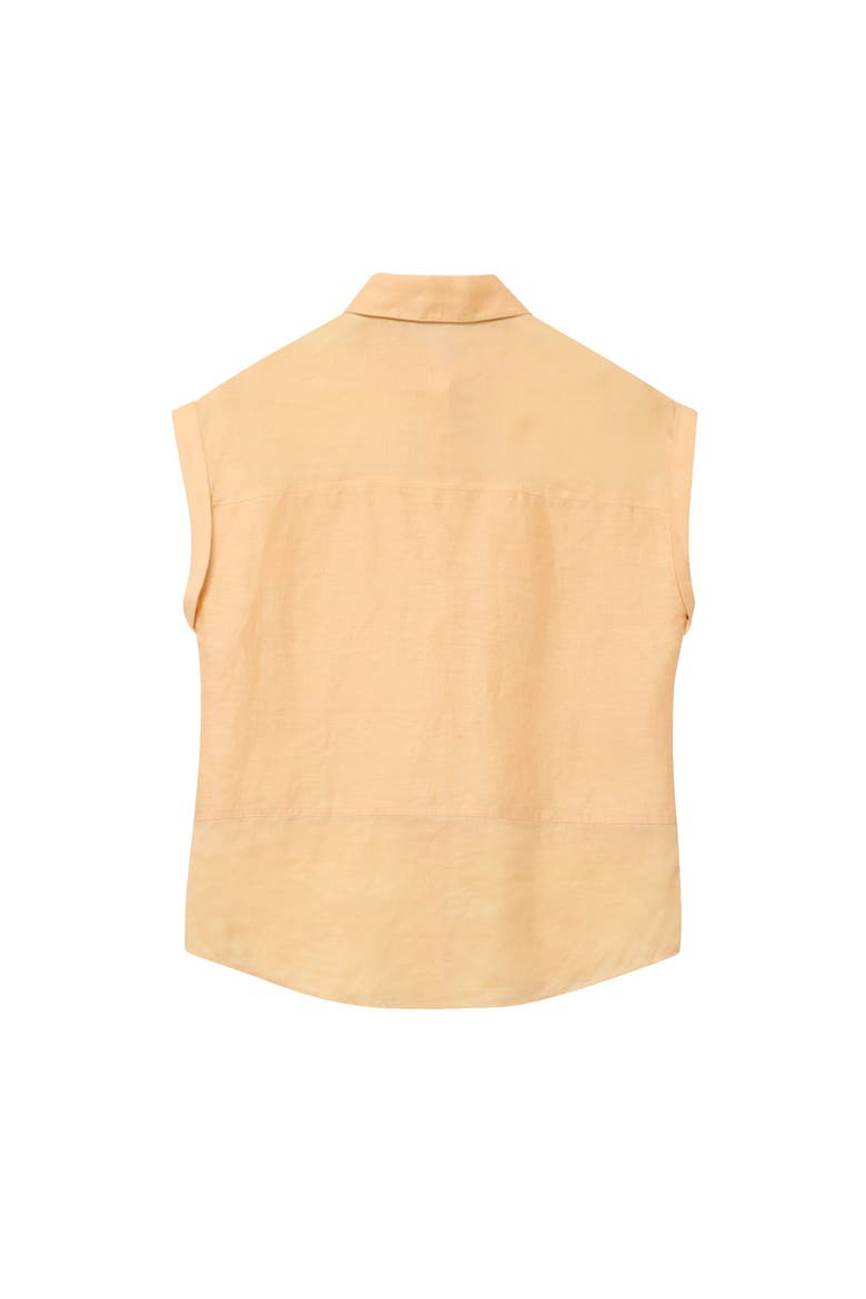 Linen Blend Sheer Panel Shirt, Alternate, color, Yellow