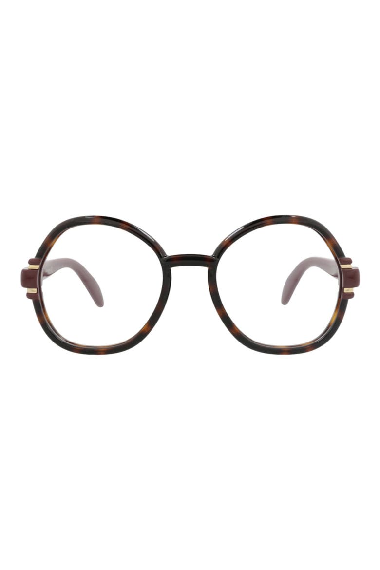 54mm Round Optical Glasses, Main, color, HAVANA BROWN TRANSPARENT