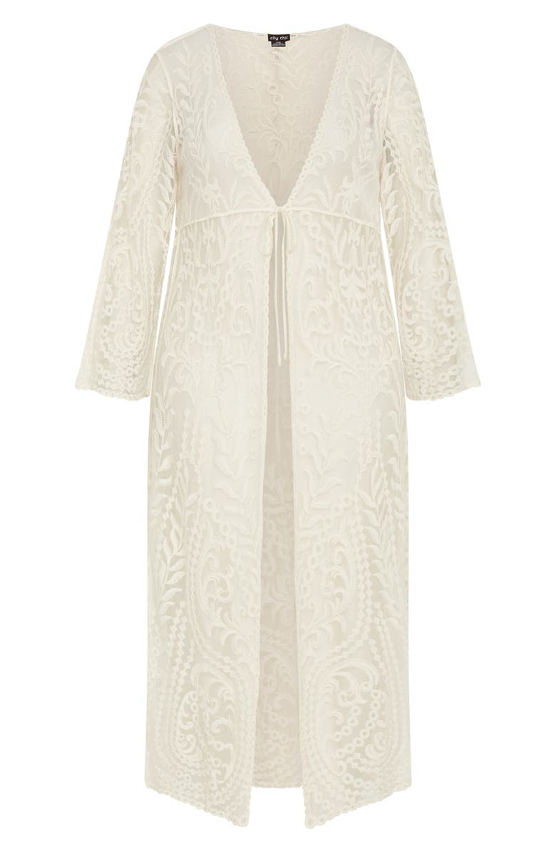 City Chic Pretty Lace Duster, Alternate, color, Natural