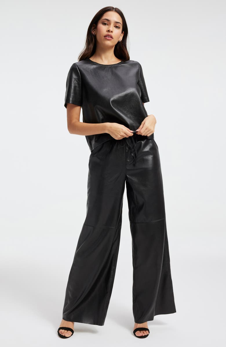 Good American Faux Leather T-Shirt, Alternate, color, 