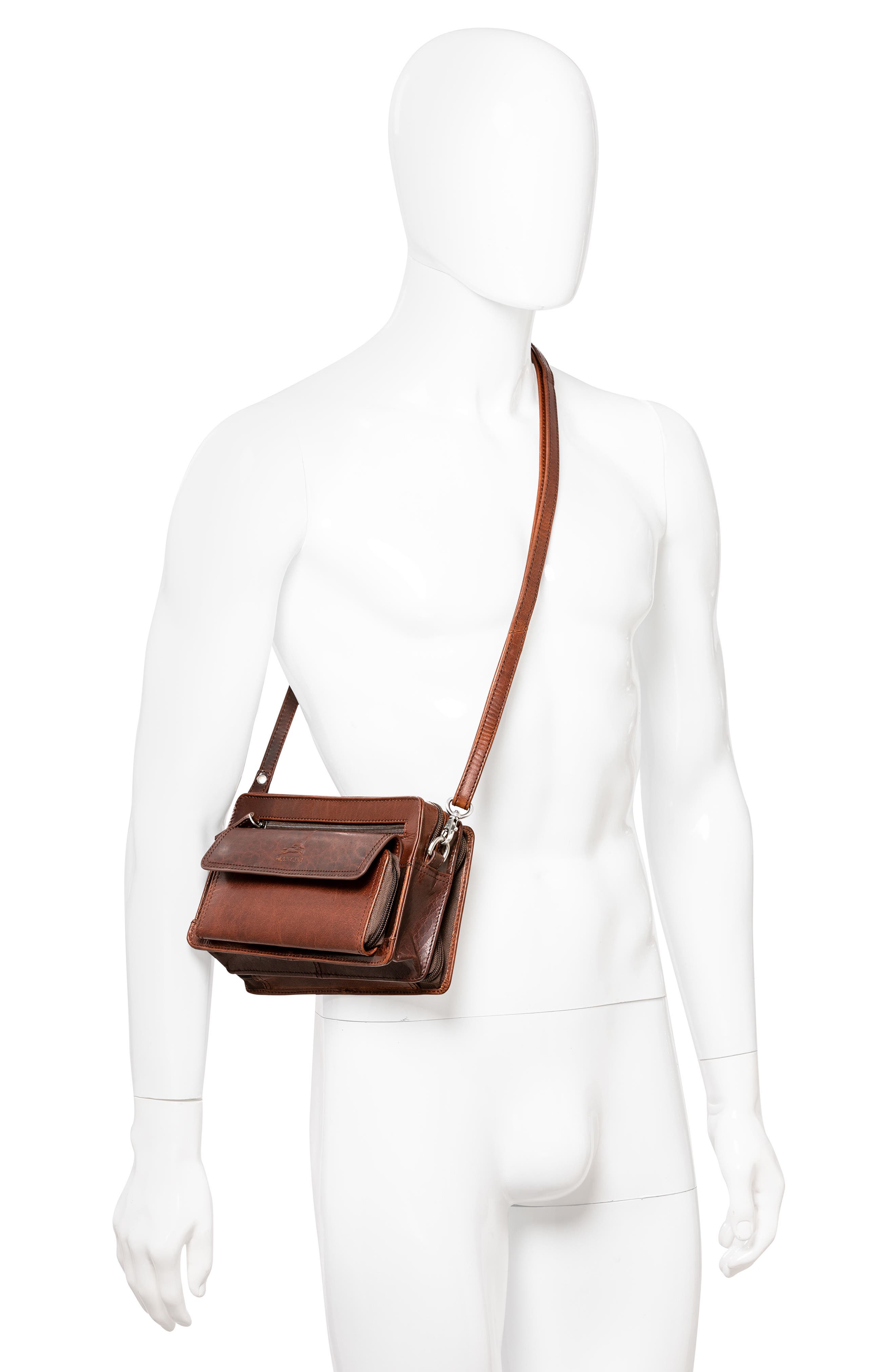 Mancini Buffalo Tote with Zippered Organizer, Alternate, color, Brown