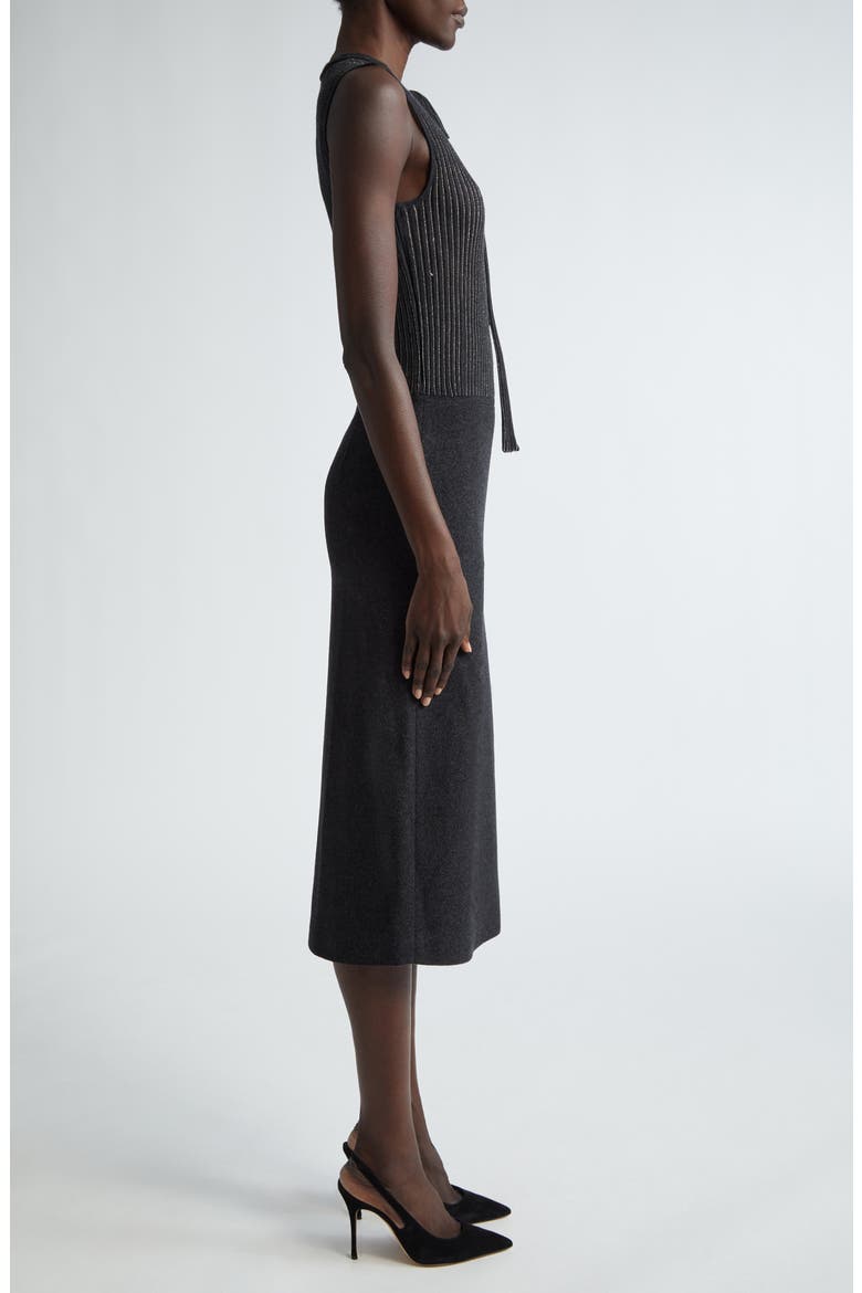 Mixed Media Midi Sweater Dress, Alternate, color, HEATHER CARBON