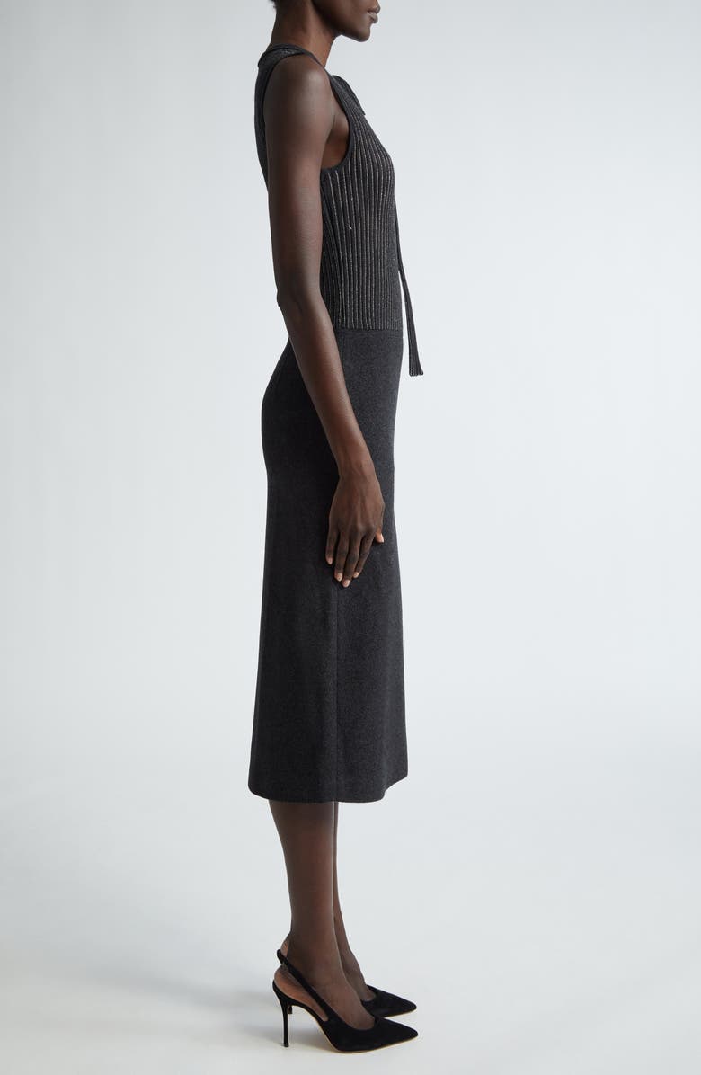 ST. JOHN Mixed Media Midi Sweater Dress, Alternate, color, Heather Carbon