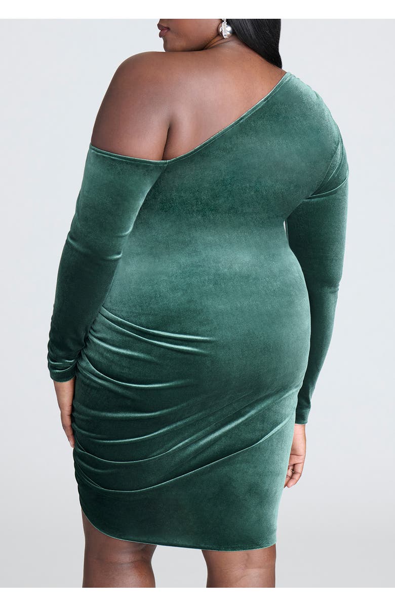 ELOQUII Shirred Velvet Mini Dress, Alternate, color, 