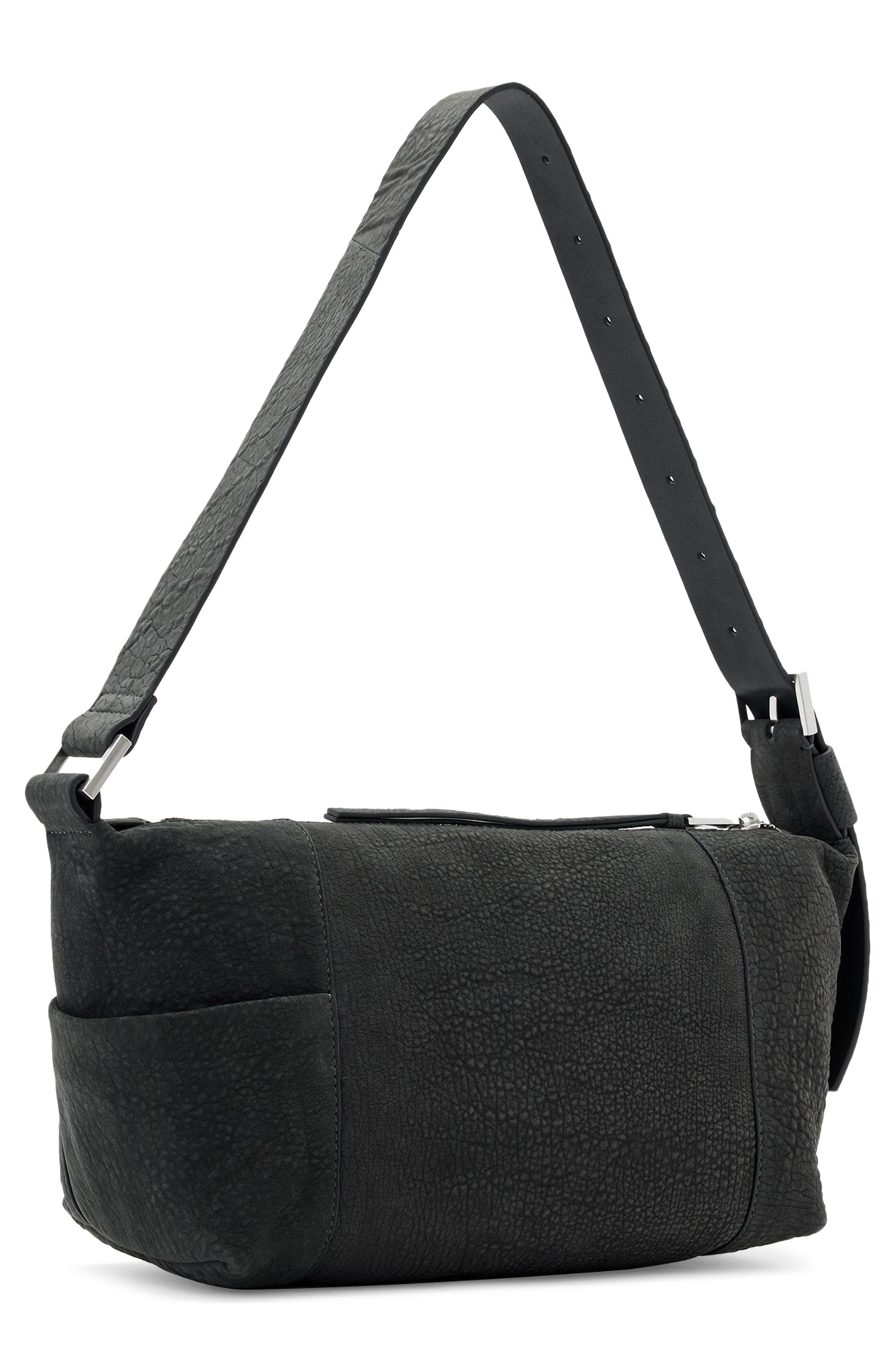 AllSaints Vega G Lambskin Leather Shoulder Bag, Alternate, color, Meteorite Grey