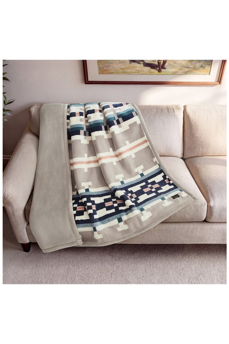 Sandhills Printed Plush Throw, Alternate, color, TAN