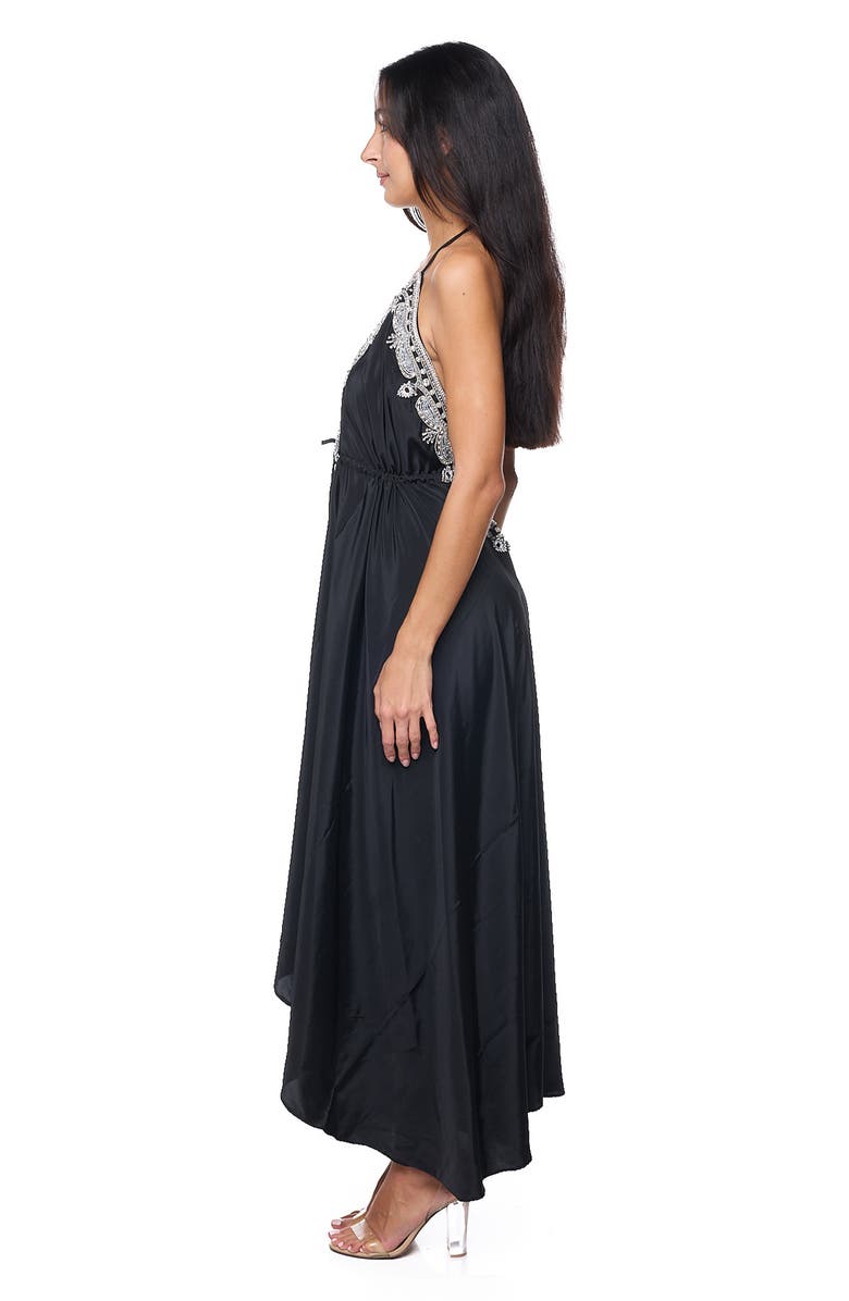 RANEES Embellished Halter Dress, Alternate, color, Black