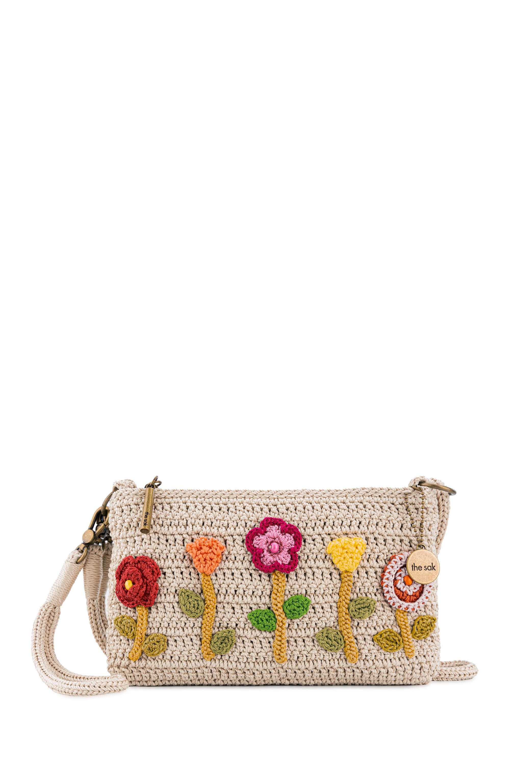 Vita Hand Crochet Crossbody Wristlet, Alternate, color, Flower Ecru