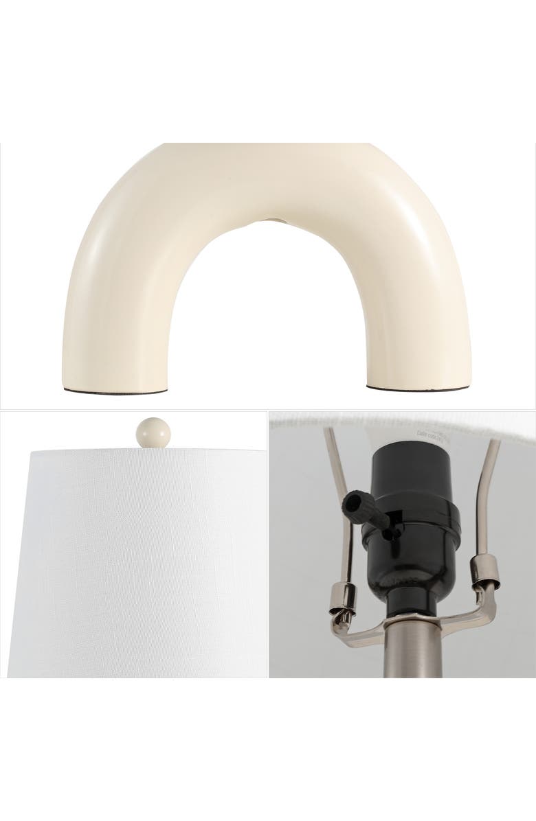 JONATHAN Y Zadie 17.75" Scandinavian Minimalist Ceramic Arch LED Table Lamp, Alternate, color, Almond