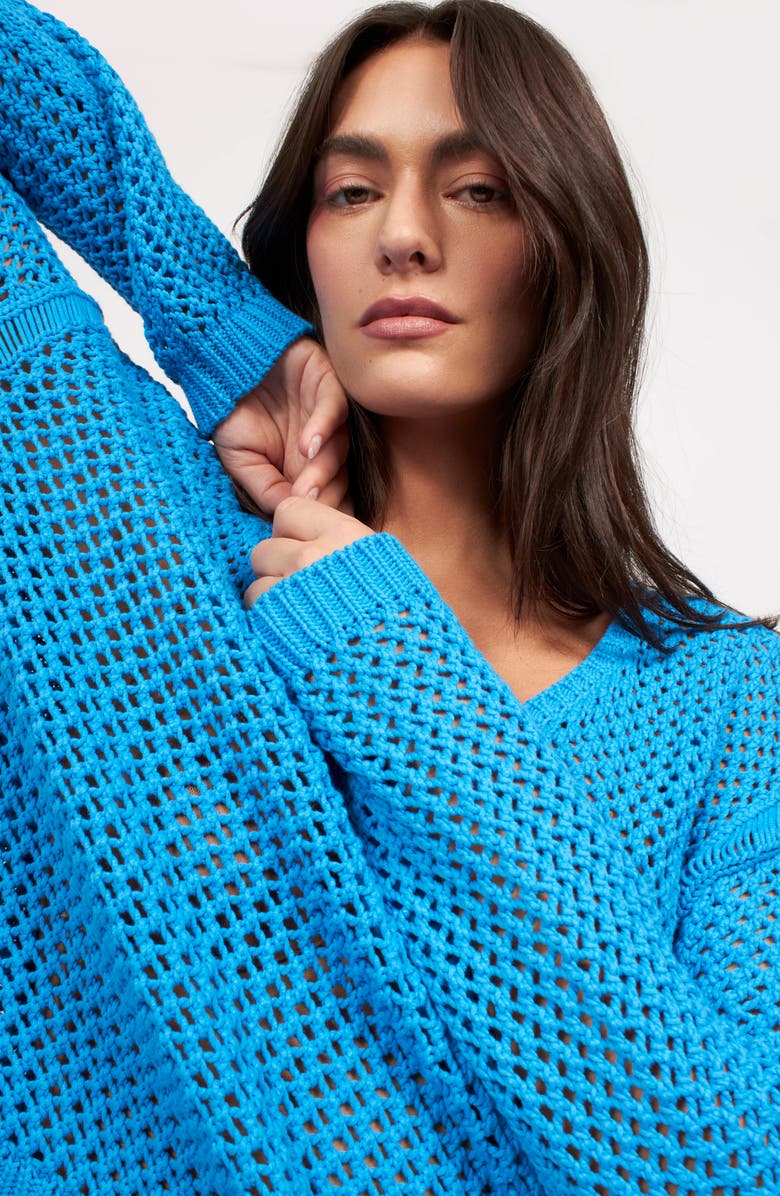 Equipment Tate Open Stitch Cotton Blend Sweater, Alternate, color, Brilliant Blue