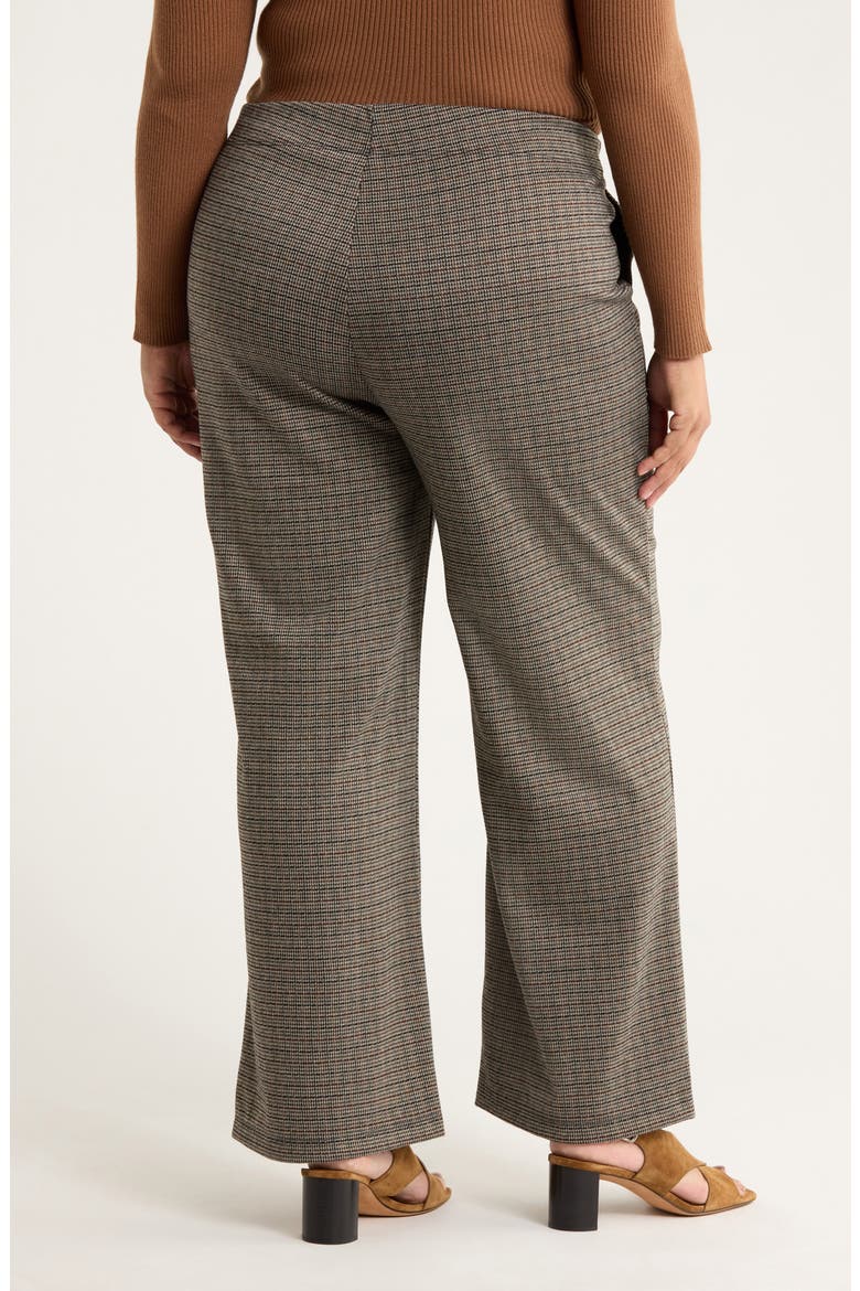 Double Knit Wide Leg Pants, Alternate, color, BLACK/BRN HOUNDSTOOTH