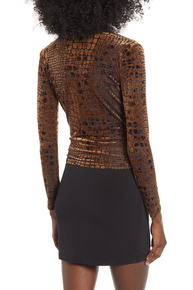 Reptile Burnout V-Neck Top, Alternate, color, BROWN BEAR REPTILE BURNOUT