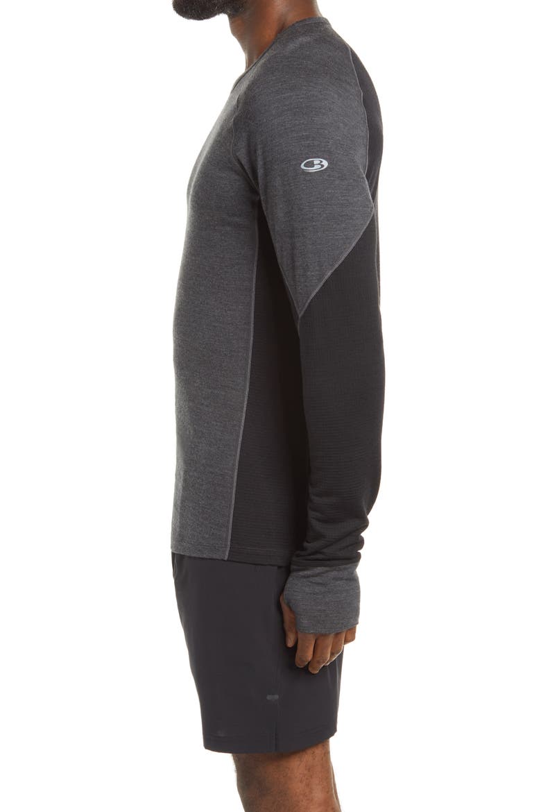 260 Zone Tech Merino Wool Crewneck Base Layer Top, Alternate, color, JET HEATHER/ BLACK