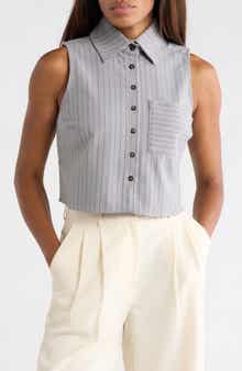 Tatiana Stripe Crop Sleeveless Shirt