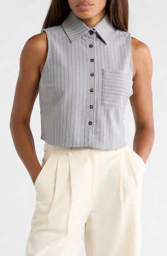 Tatiana Stripe Crop Sleeveless Shirt