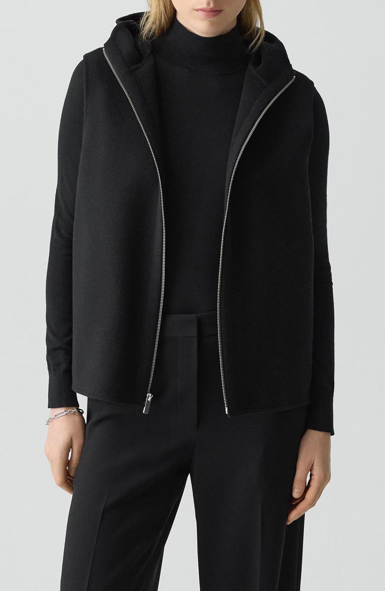 Theory Wool & Cashmere Hooded Vest, Main, color, Black - 001