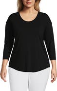Lands' End 3/4 Sleeve Lightweight Jersey U-Neck Tunic