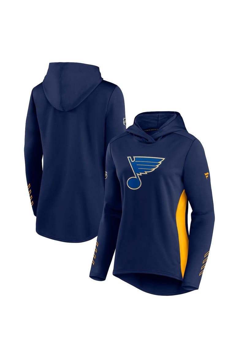 Women's Fanatics Branded Navy/Gold St. Louis Blues Authentic Pro Locker Room Pullover Hoodie, Main, color, Navy