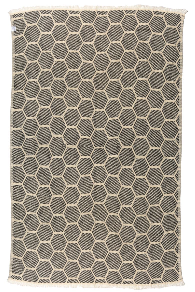 Hive Cotton Turkish Throw Blanket, Main, color, Black