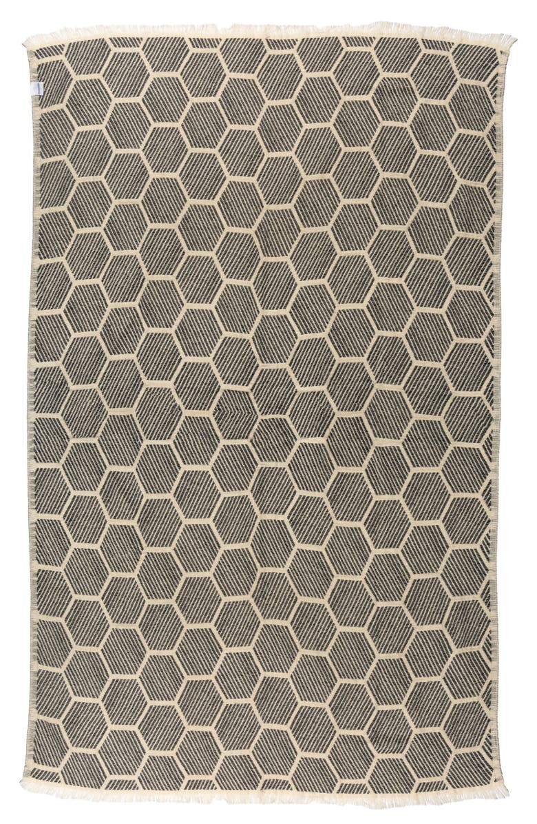 InfuseZen Hive Cotton Turkish Throw Blanket, Main, color, Black