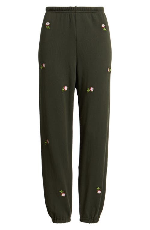 The Great . The Stadium Embroidered Cotton Sweatpants In Green