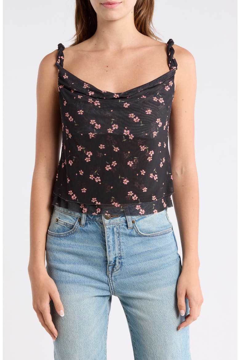 Asher Floral Ruched Mesh Top, Main, color, DELICATE DITSY