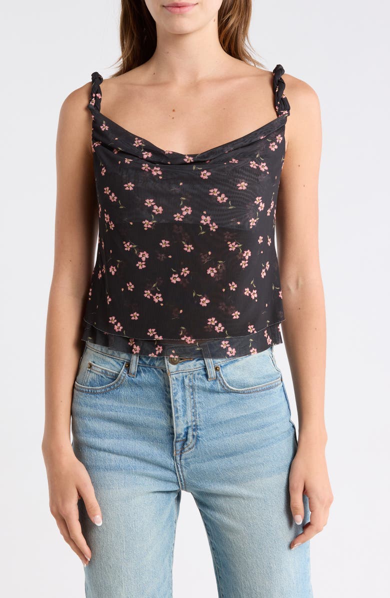 AFRM Asher Floral Ruched Mesh Top, Main, color, Delicate Ditsy
