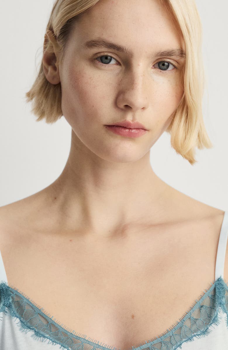 MANGO Lace Trim Cotton Nightgown, Alternate, color, 