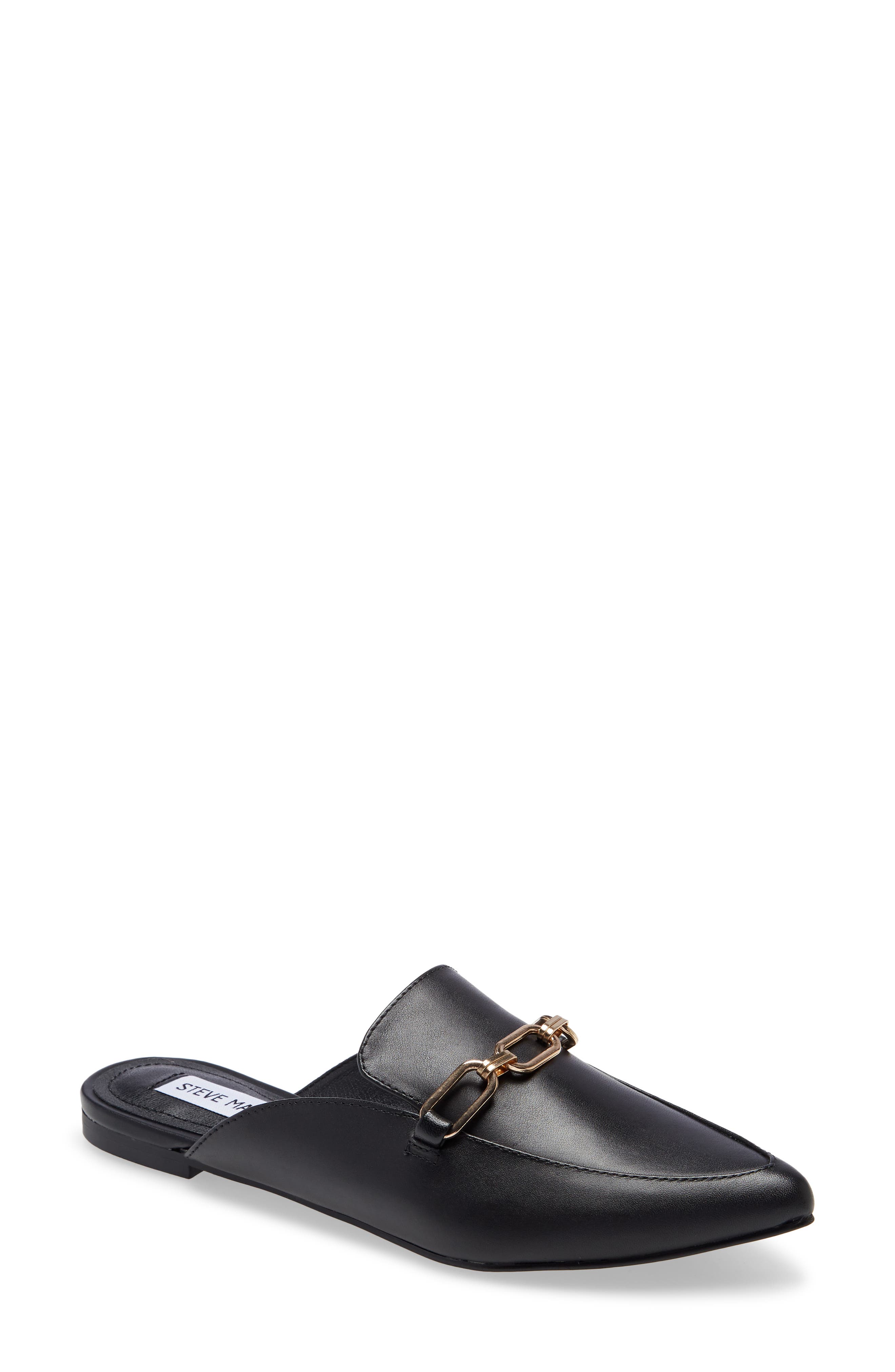 Faraway Chain Mule, Main, color, BLACK LEATHER