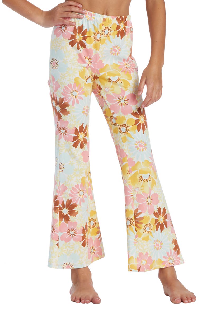 Kids' Flower Power Crop Jersey Flare Pants, Main, color, FLAMINGO