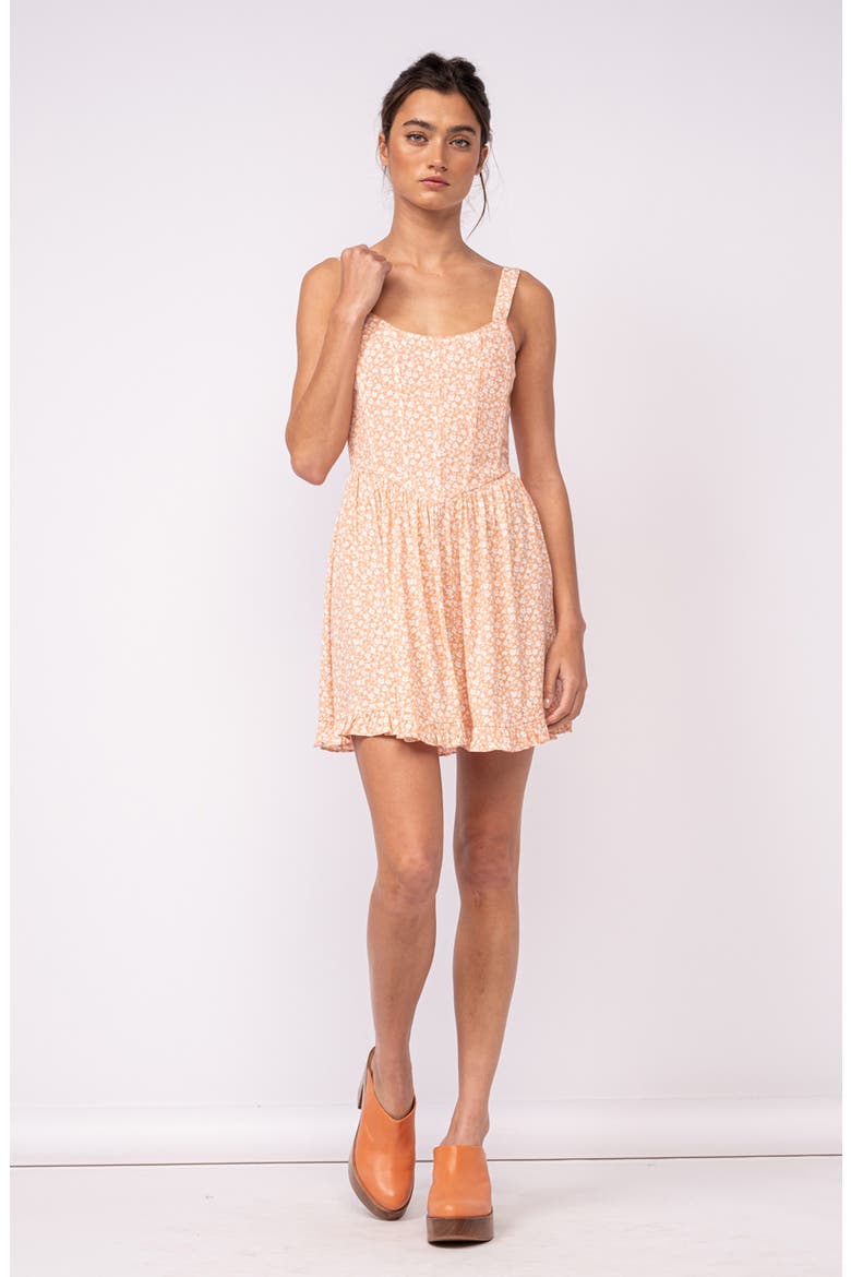 Ditsy Floral Corset Fit & Flare Minidress, Alternate, color, LIGHT ORANGE