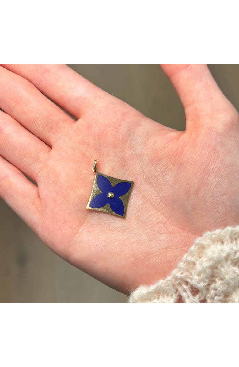 The Lovery Fine Jewelry Lapis Luxe Flower Charm, Alternate, color, Lapis