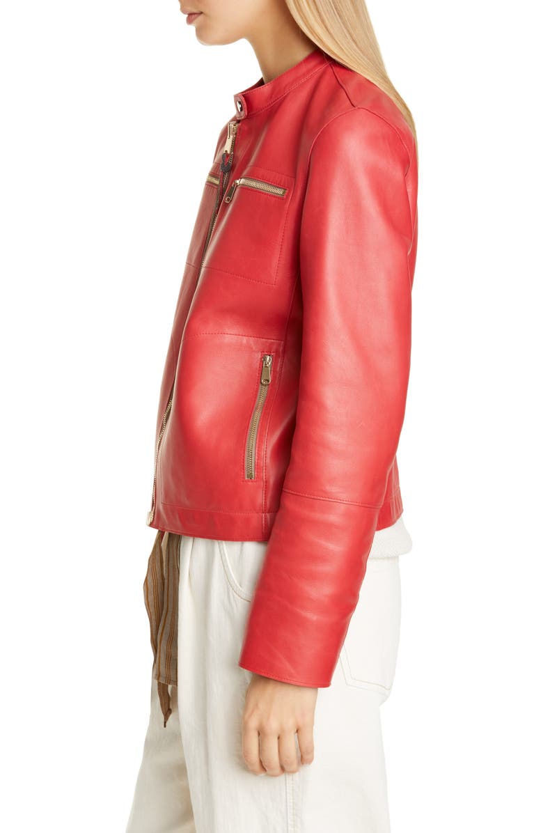 Brunello Cucinelli Leather Racer Jacket, Alternate, color, 