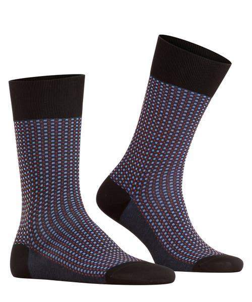 Falke Uptown Tie Patterned Dress Socks In Black