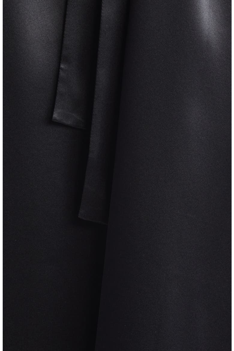 Gender Inclusive Irene Lace Trim Silk Charmeuse Midi Dress, Alternate, color, BLACK