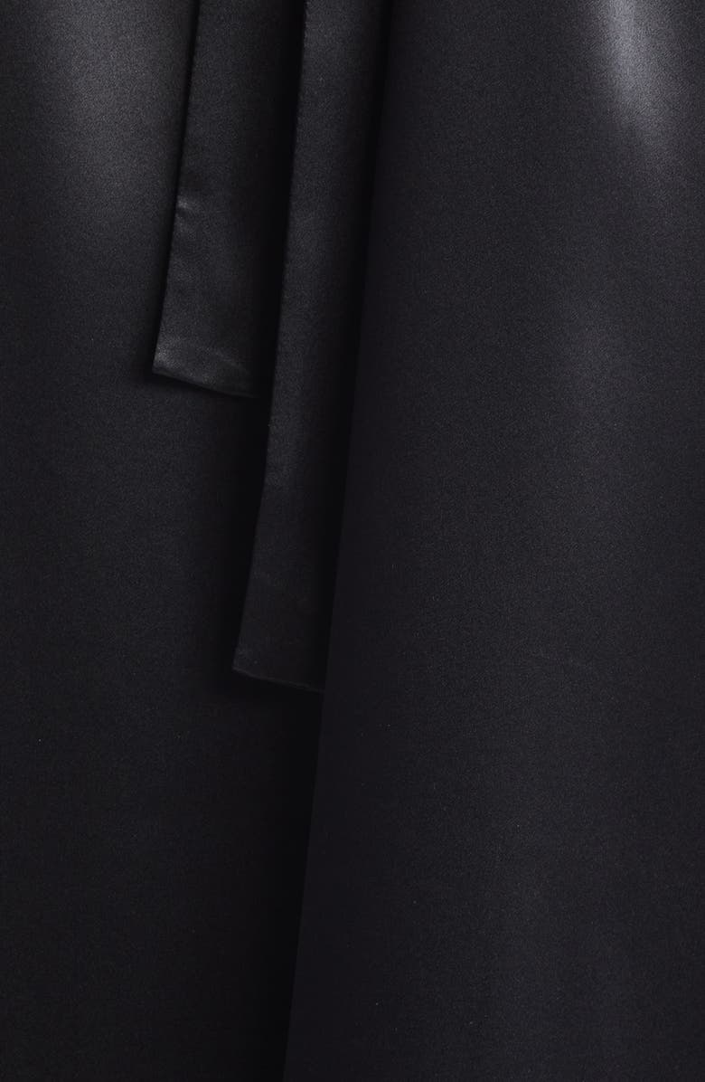 Tanner Fletcher Gender Inclusive Irene Lace Trim Silk Charmeuse Midi Dress, Alternate, color, Black