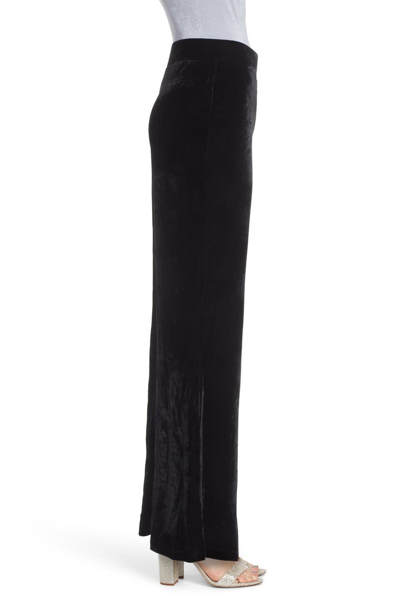 Velvet Flare Pants, Alternate, color, EBONY