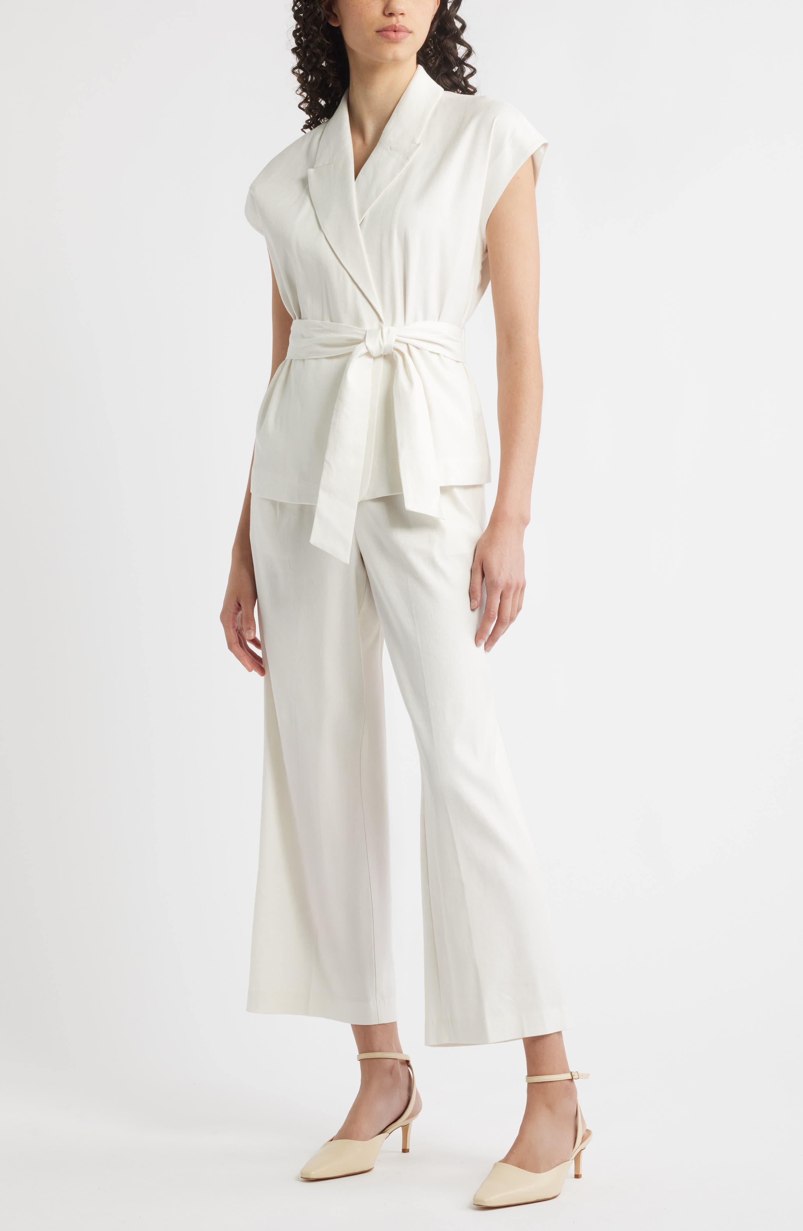 Nordstrom Greenwich Ankle Strap Pointed Toe Slingback Pump, Alternate, color, Beige Wood Ash