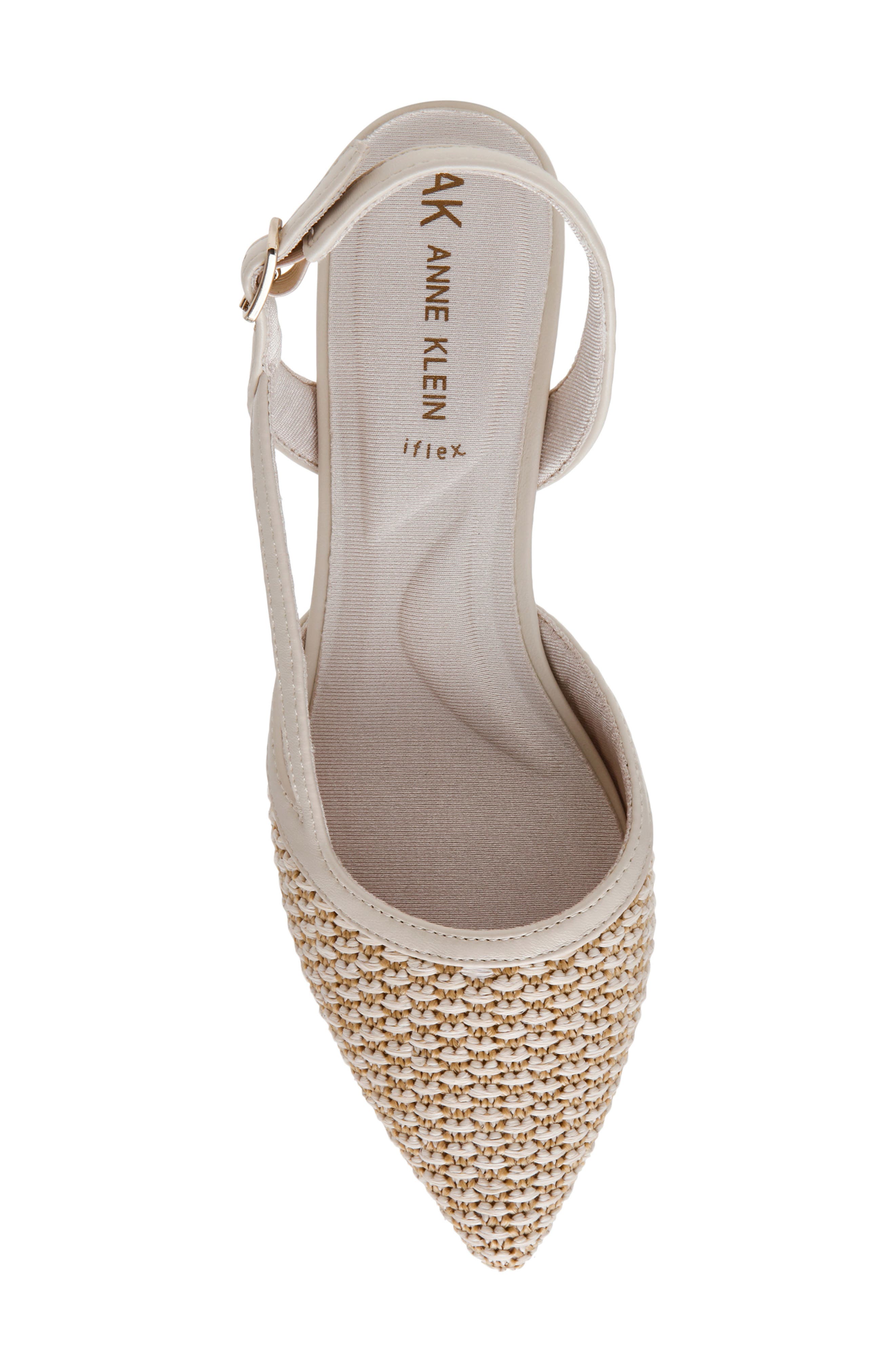 Untie Slingback Block Heel Pump, Alternate, color, BONE RAFFIA
