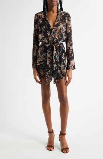 L'AGENCE Arabell Print Tie Waist Romper