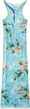 Desigual Tropical Print Knot Detail Midi Cover-Up Dress