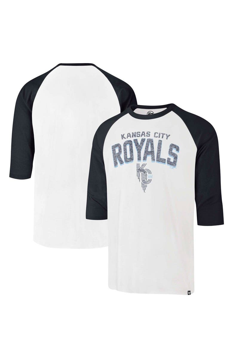 '47 Men's '47 Cream Kansas City Royals City Connect Crescent Franklin Raglan Three-Quarter Sleeve T-Shirt, Main, color, 