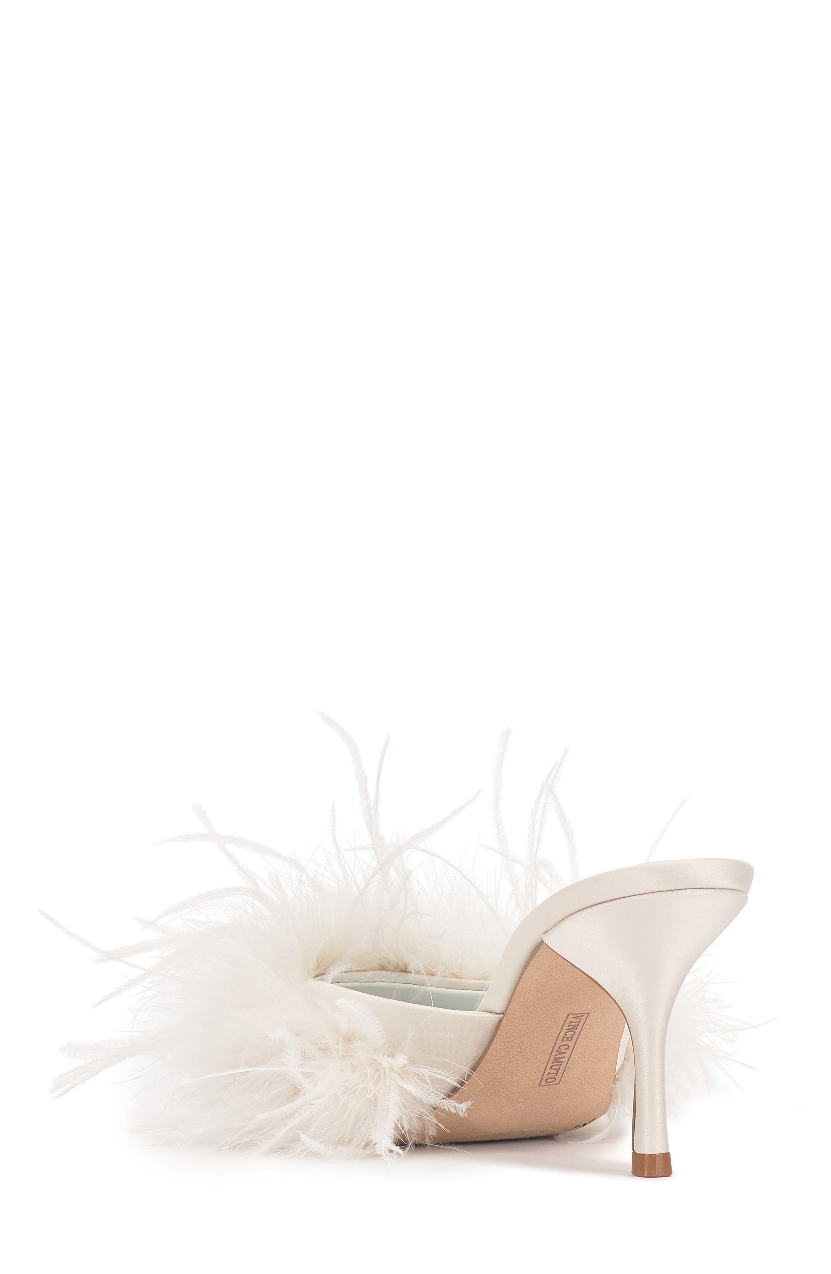 Vince Camuto Paelly Faux Feather Slide Sandal, Alternate, color, Milk